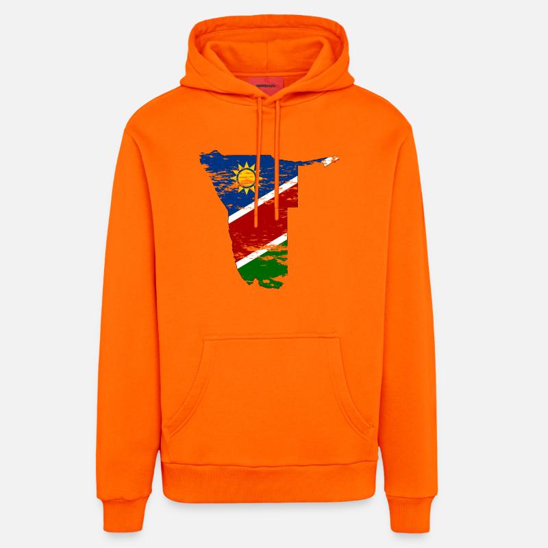 Carte de Namibie utilisée - Sweat à capuche bio décontracté fabriqué en UE - SUNSET ORANGE