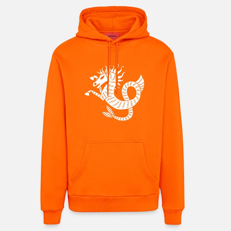 Cheval de mer blanc - Sweat à capuche bio décontracté fabriqué en UE - SUNSET ORANGE