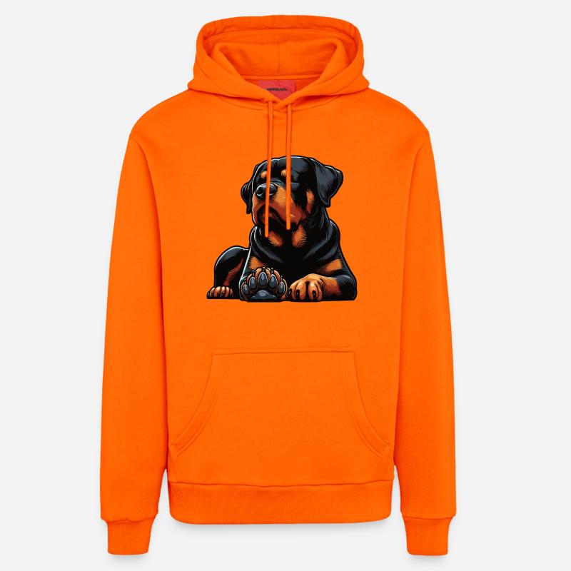Rottweiler Propriétaire de Rottweiler Lovers - Sweat à capuche bio décontracté fabriqué en UE - SUNSET ORANGE
