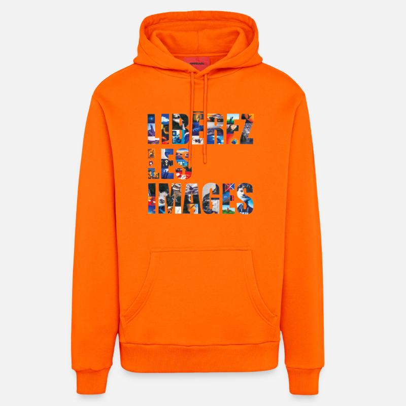 LIBÉREZ LES IMAGE - let's talk - Sweat à capuche bio décontracté fabriqué en UE - SUNSET ORANGE