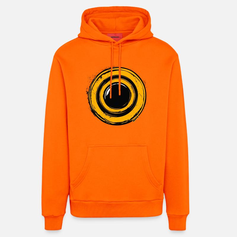 Éclatement circulaire de l’anneau de brosse - Sweat à capuche bio décontracté fabriqué en UE - SUNSET ORANGE