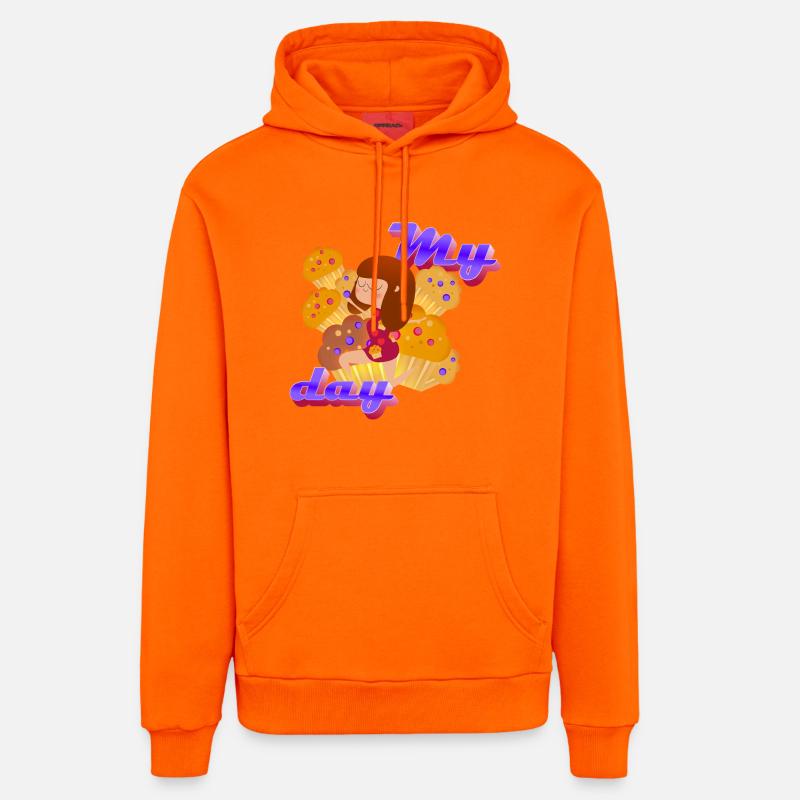 Ma journée - Sweat à capuche bio décontracté fabriqué en UE - SUNSET ORANGE