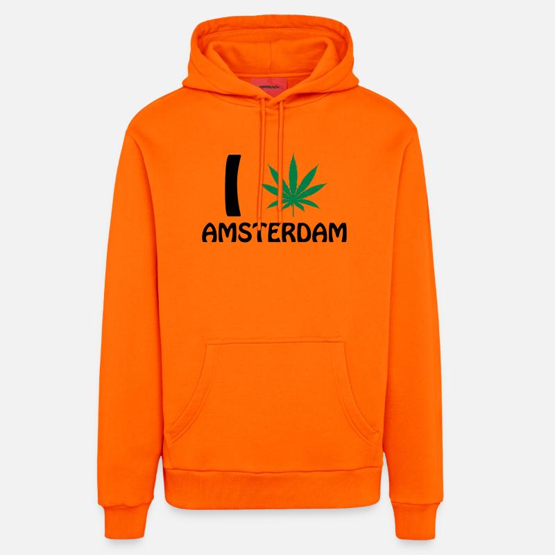 I Love Amsterdam - Sweat à capuche bio décontracté fabriqué en UE - SUNSET ORANGE