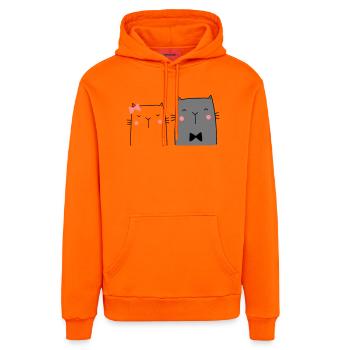 Katzen Katzenpaar Pärchen Brautpaar Hochzeit - Organic Relaxed Hoodie Made in EU - SUNSET ORANGE - Vorne