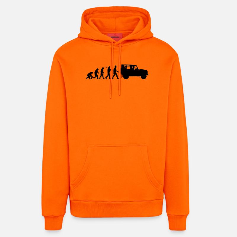 Defender 90 Évolution - Sweat à capuche bio décontracté fabriqué en UE - SUNSET ORANGE