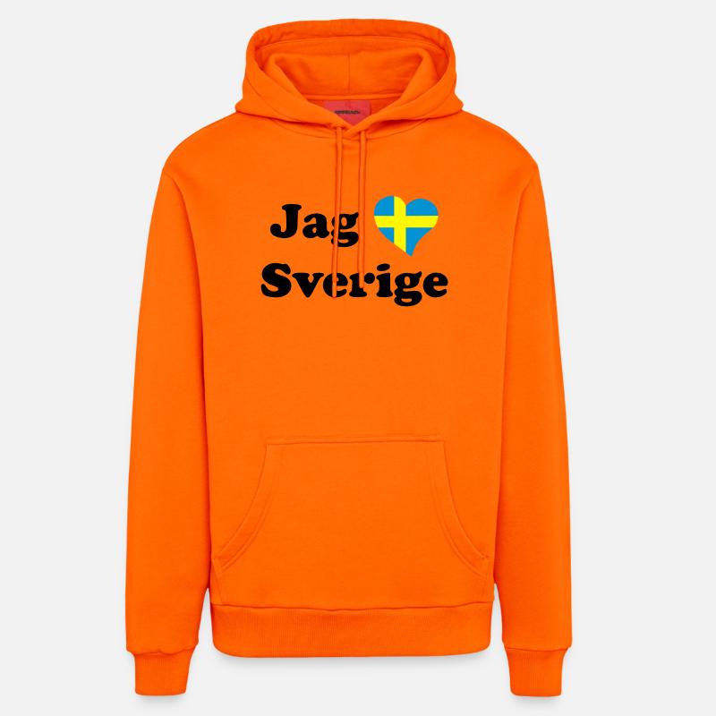 Jag älskar Sverige - J'aime la Suède - Sweat à capuche bio décontracté fabriqué en UE - SUNSET ORANGE