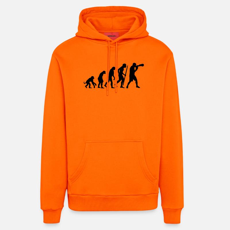 Evolution de la boxe - Sweat à capuche bio décontracté fabriqué en UE - SUNSET ORANGE