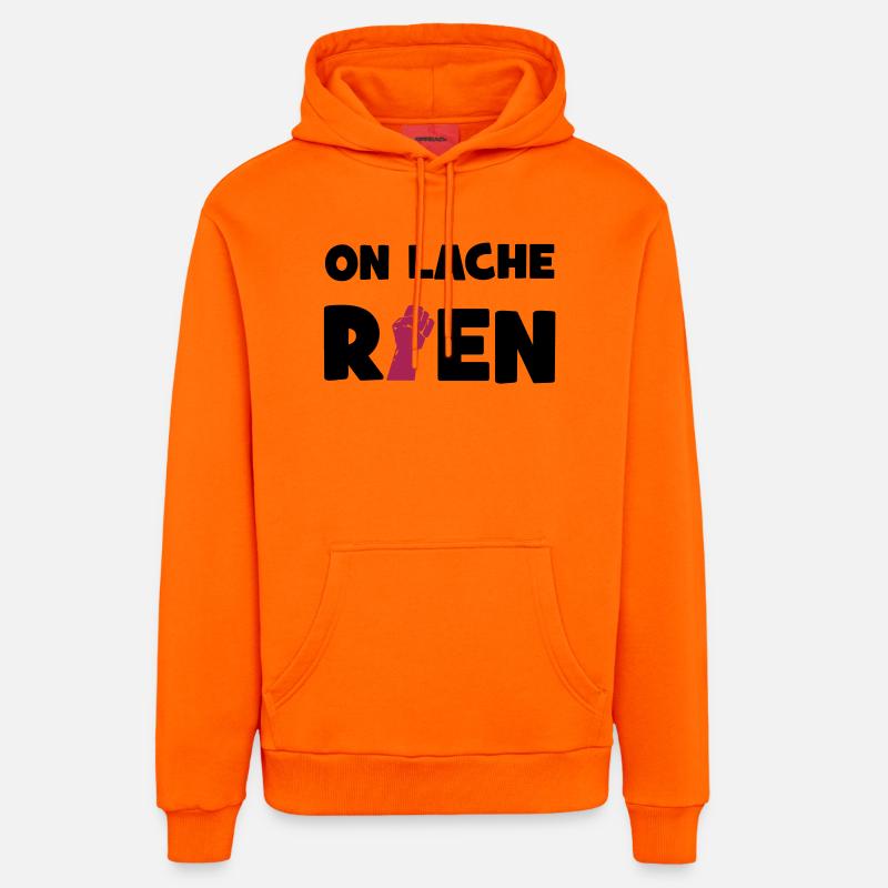 On lâche rien ! - Sweat à capuche bio décontracté fabriqué en UE - SUNSET ORANGE