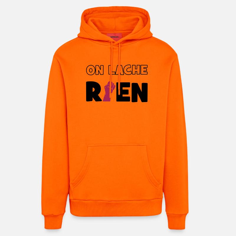 On lâche rien ! - Sweat à capuche bio décontracté fabriqué en UE - SUNSET ORANGE