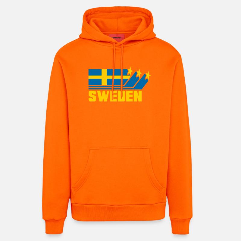 Suède / Suède - Drapeau / Cadeau - Sweat à capuche bio décontracté fabriqué en UE - SUNSET ORANGE