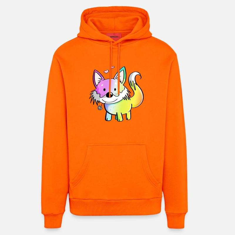 Fox arc-en-ciel - renards - renard roux - prédateur - Sweat à capuche bio décontracté fabriqué en UE - SUNSET ORANGE