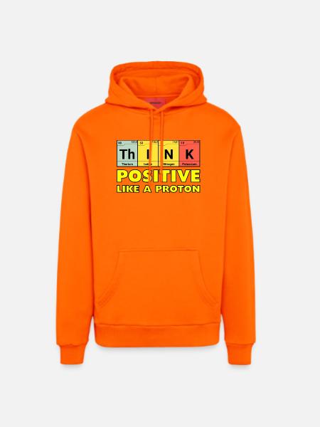 Think positively, like a proton - Organic Relaxed Hoodie Made in EU - SUNSET ORANGE