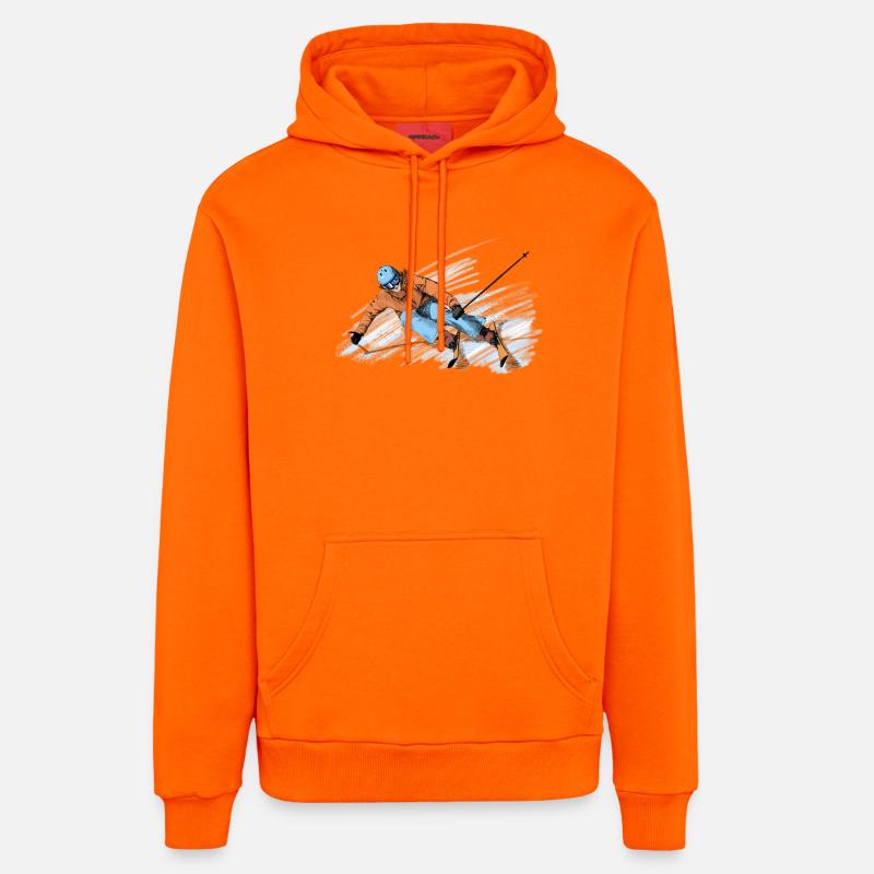 Skiing - Sweat à capuche bio décontracté fabriqué en UE - SUNSET ORANGE