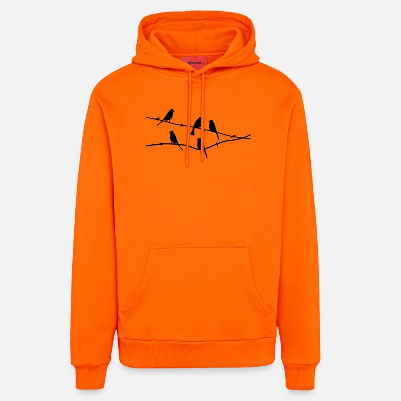 oiseaux - Sweat à capuche bio décontracté fabriqué en UE - SUNSET ORANGE