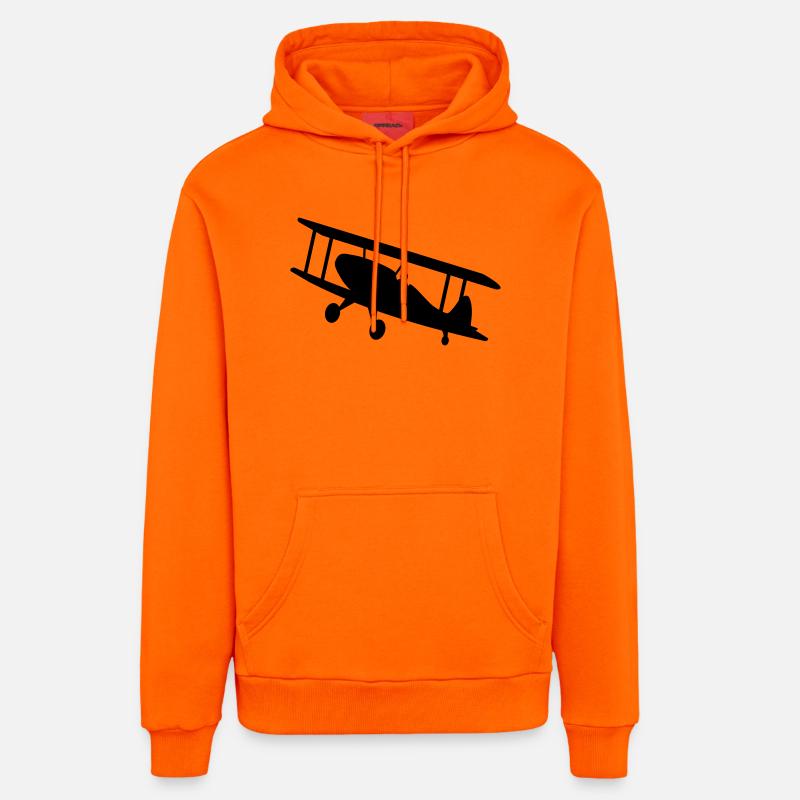 flugzeug luftfahrt doppeldecker - Organic Relaxed Hoodie Made in EU - SUNSET ORANGE