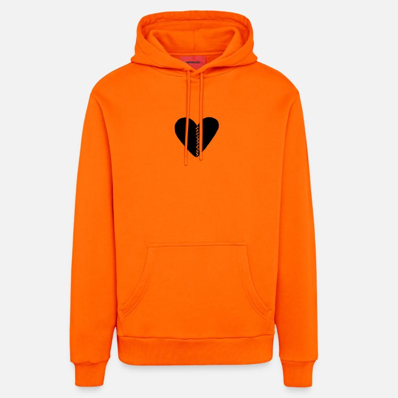 Chagrin noir - Sweat à capuche bio décontracté fabriqué en UE - SUNSET ORANGE