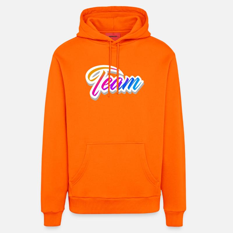 équipe - Sweat à capuche bio décontracté fabriqué en UE - SUNSET ORANGE