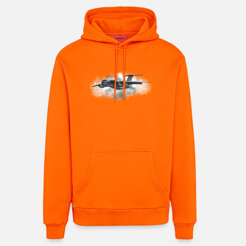 avions de transport - Sweat à capuche bio décontracté fabriqué en UE - SUNSET ORANGE