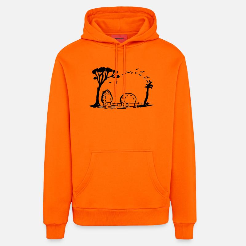 Elefant Dorf Optische Täuschung - Organic Relaxed Hoodie Made in EU - SUNSET ORANGE