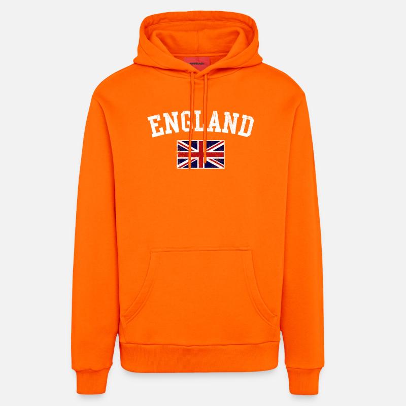Union Jack de l’Angleterre - Sweat à capuche bio décontracté fabriqué en UE - SUNSET ORANGE