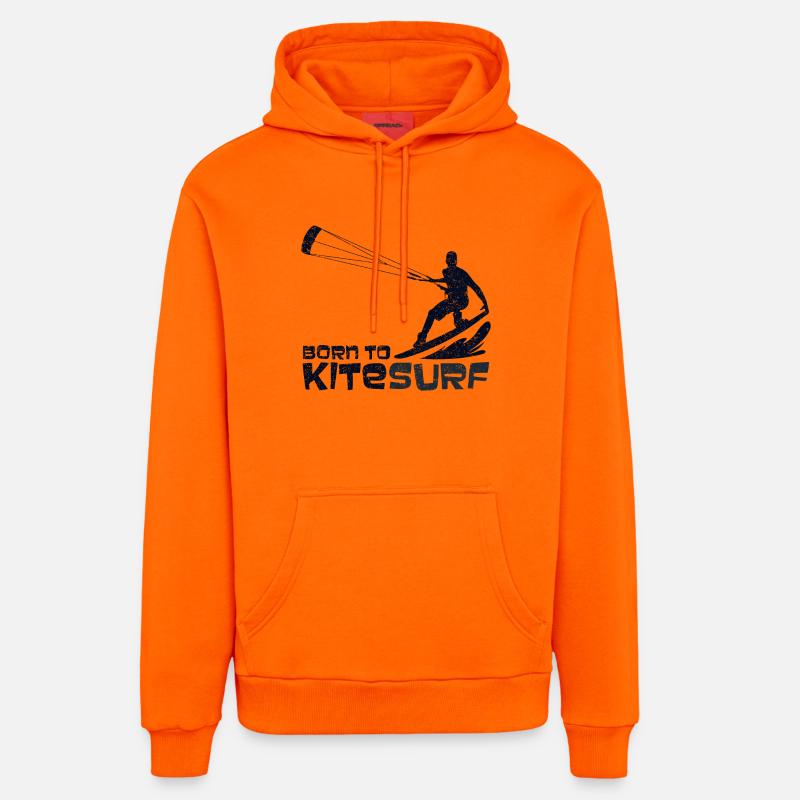 Kitesurf - conception - Sweat à capuche bio décontracté fabriqué en UE - SUNSET ORANGE