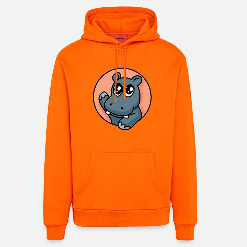 Hippopotame drôle - conception - Sweat à capuche bio décontracté fabriqué en UE - SUNSET ORANGE