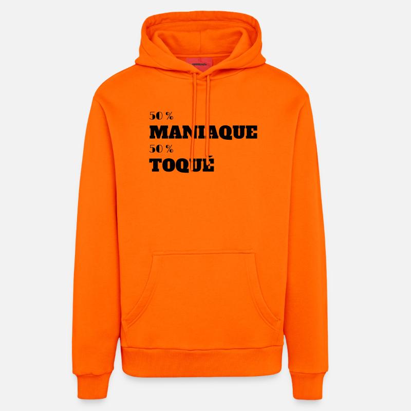 50% Maniaque 50% Toqués - Sweat à capuche bio décontracté fabriqué en UE - SUNSET ORANGE
