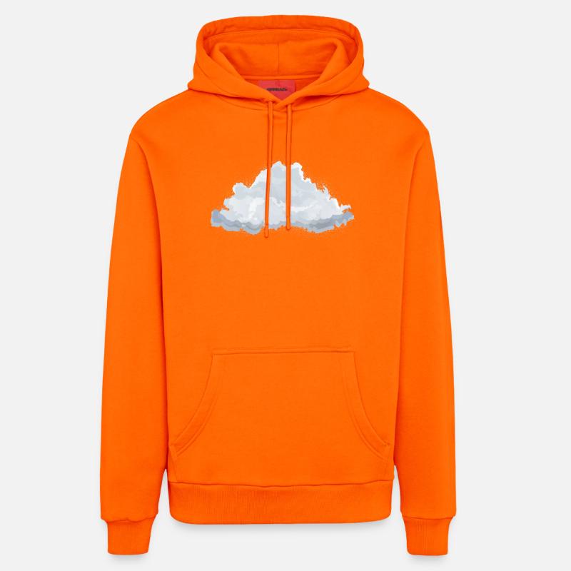 nuage blanc moelleux dessiné unique - Sweat à capuche bio décontracté fabriqué en UE - SUNSET ORANGE