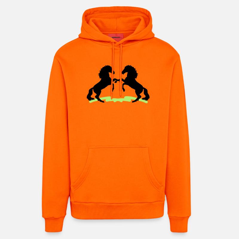 Chevaux - Sweat à capuche bio décontracté fabriqué en UE - SUNSET ORANGE