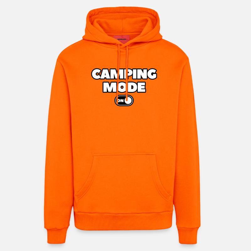 Camping mode on - Sweat à capuche bio décontracté fabriqué en UE - SUNSET ORANGE