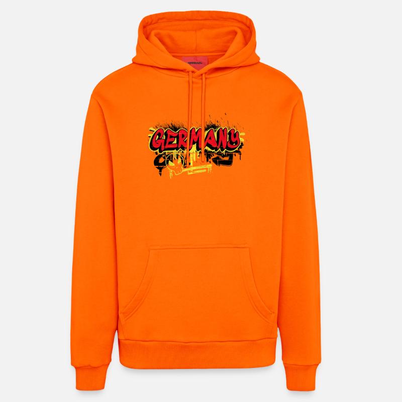 Drapeaux graffitis allemands - Sweat à capuche bio décontracté fabriqué en UE - SUNSET ORANGE