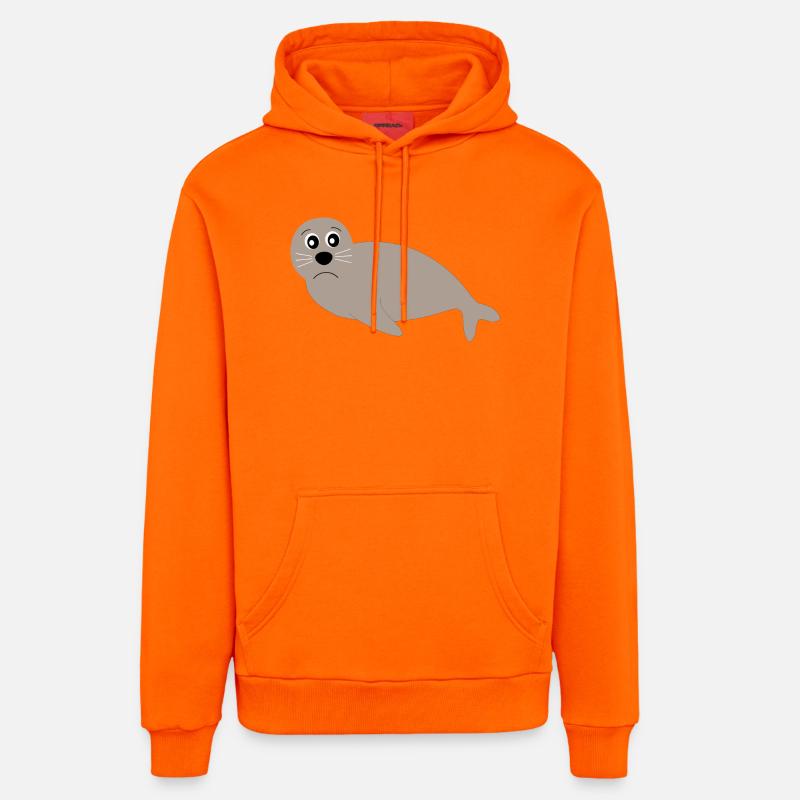 phoques phoques phoques animaux - Sweat à capuche bio décontracté fabriqué en UE - SUNSET ORANGE