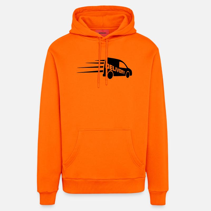 Logo de fourgonnette avec texte découpé - Sweat à capuche bio décontracté fabriqué en UE - SUNSET ORANGE