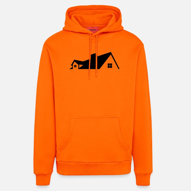 Logo maison logo simple - Sweat à capuche bio décontracté fabriqué en UE - SUNSET ORANGE