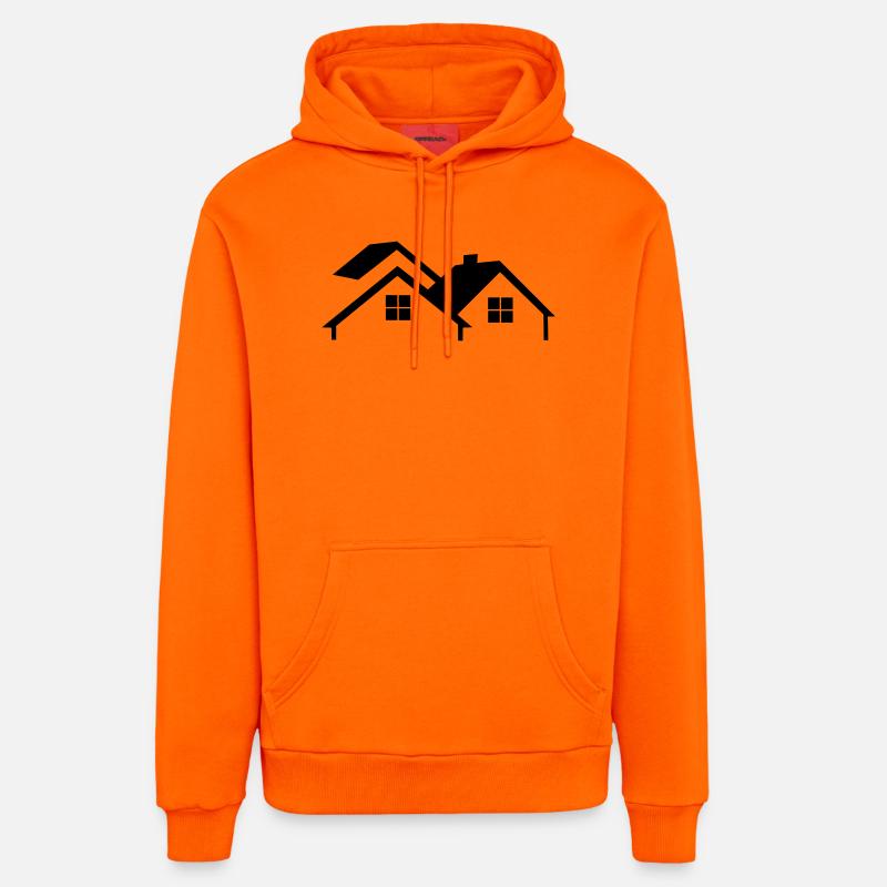 Logo de la maison simple - Sweat à capuche bio décontracté fabriqué en UE - SUNSET ORANGE
