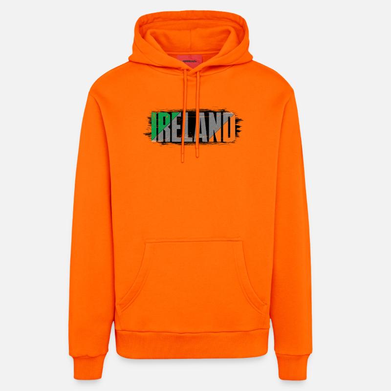 Drapeau de l’Irlande Mot-symbole rayé - Sweat à capuche bio décontracté fabriqué en UE - SUNSET ORANGE