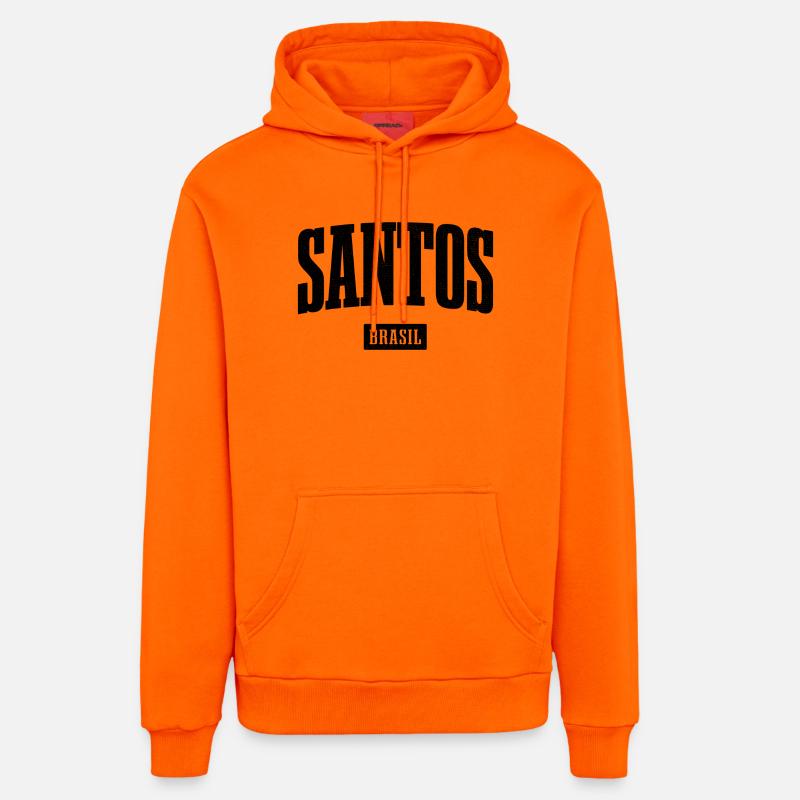 Lettrage en gras Santos Brasil - Sweat à capuche bio décontracté fabriqué en UE - SUNSET ORANGE