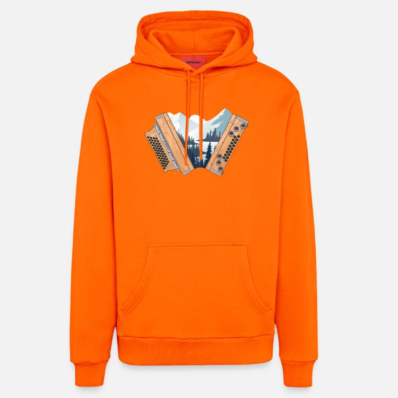 Harmonica Styrian Home Hiver | ZiachON ! - Sweat à capuche bio décontracté fabriqué en UE - SUNSET ORANGE