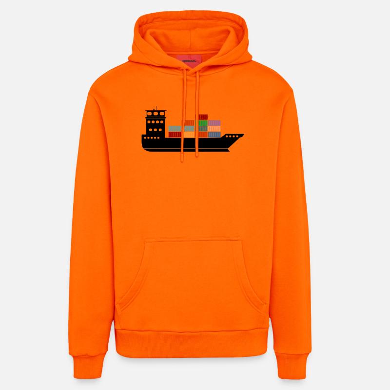 Seecontainerschiff oder Boot mit Containern - Organic Relaxed Hoodie Made in EU - SUNSET ORANGE