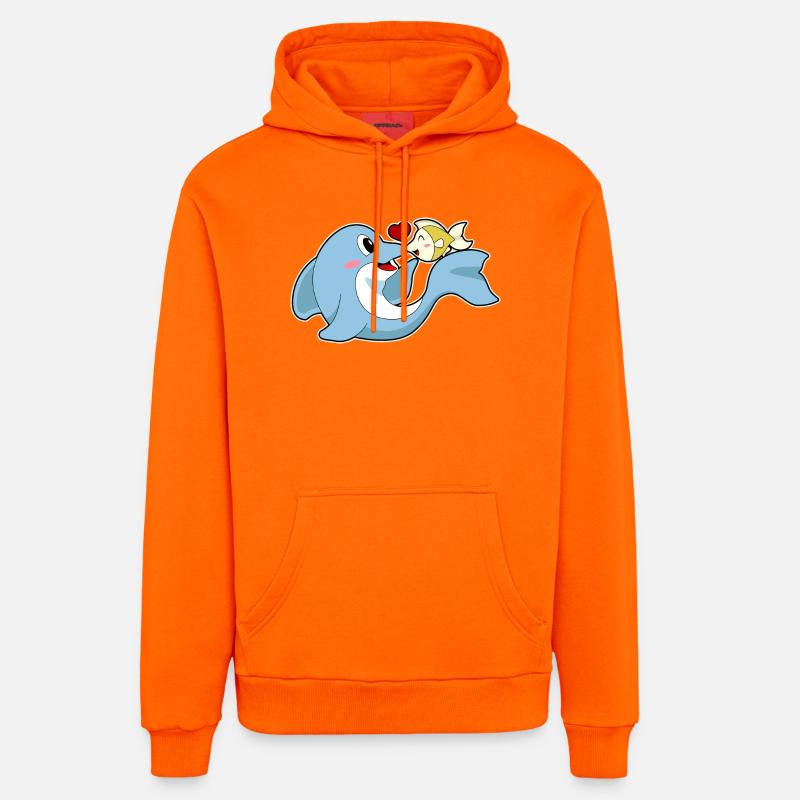 Dauphin Love Fish - Sweat à capuche bio décontracté fabriqué en UE - SUNSET ORANGE
