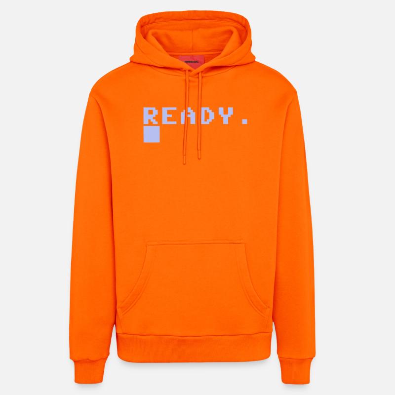 Texte rétro Pixel : READY Design - Sweat à capuche bio décontracté fabriqué en UE - SUNSET ORANGE