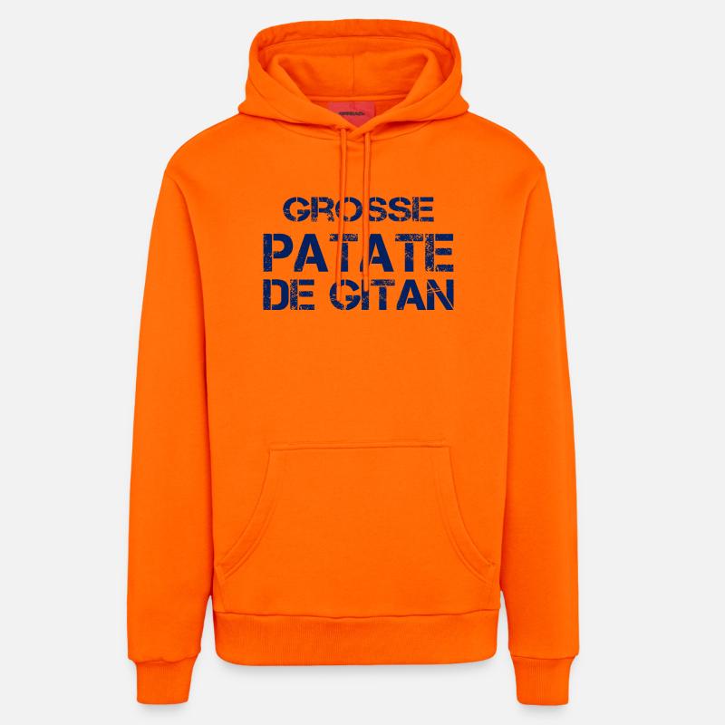 Grosse Patate de Gitan (bleu) - Sweat à capuche bio décontracté fabriqué en UE - SUNSET ORANGE