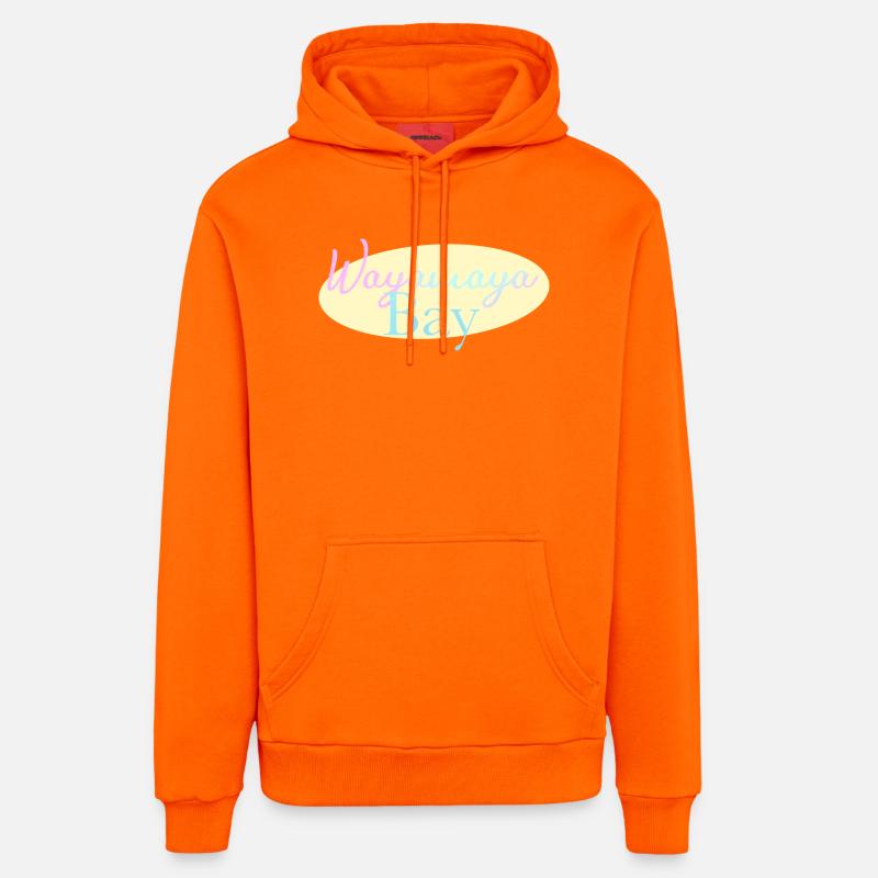 Logo de la baie de Wayamaya - Sweat à capuche bio décontracté fabriqué en UE - SUNSET ORANGE