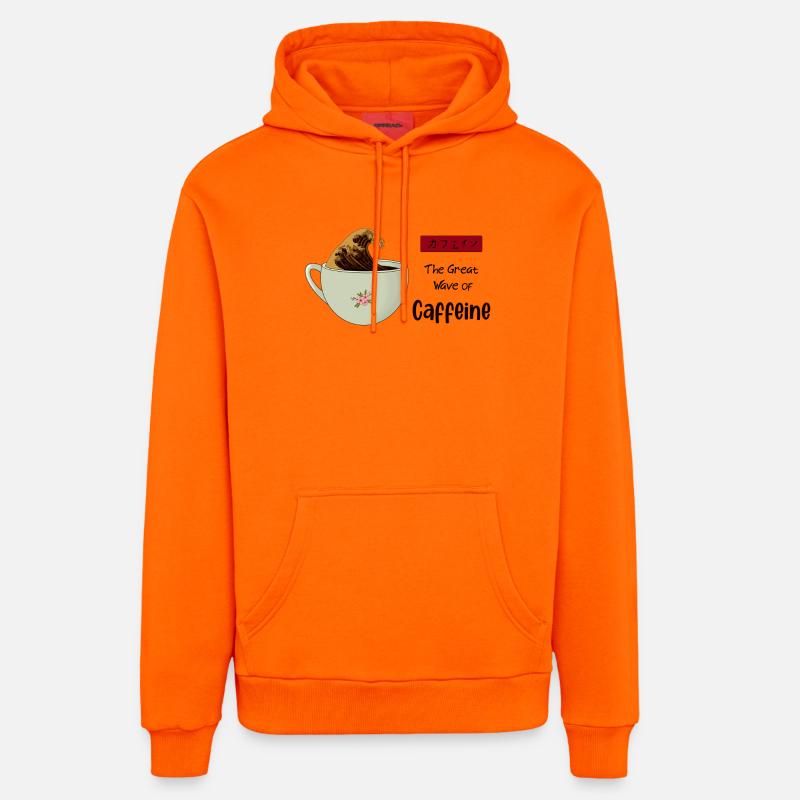 La grande vague de caféine - Sweat à capuche bio décontracté fabriqué en UE - SUNSET ORANGE