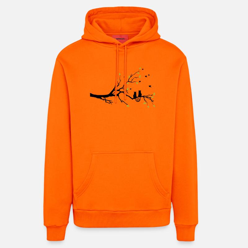 Rameau nocturne à feuilles vertes - Sweat à capuche bio décontracté fabriqué en UE - SUNSET ORANGE