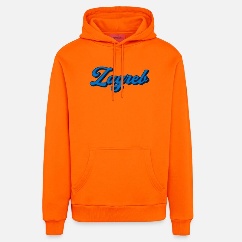 Zagreb Script Logo Style - Sweat à capuche bio décontracté fabriqué en UE - SUNSET ORANGE