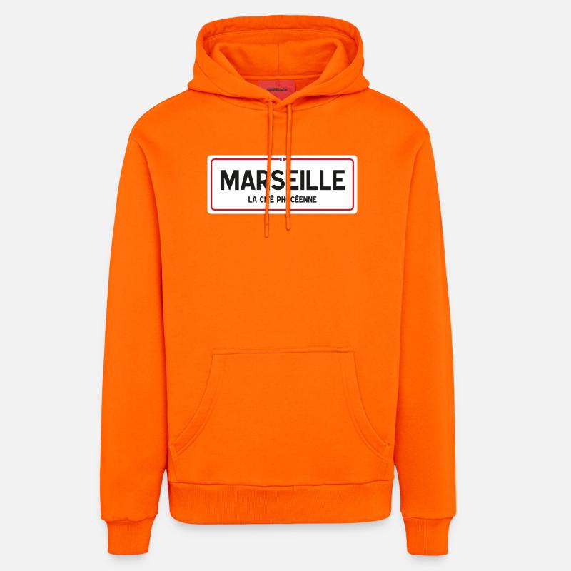 Panneau toponyme Marseille - Sweat à capuche bio décontracté fabriqué en UE - SUNSET ORANGE