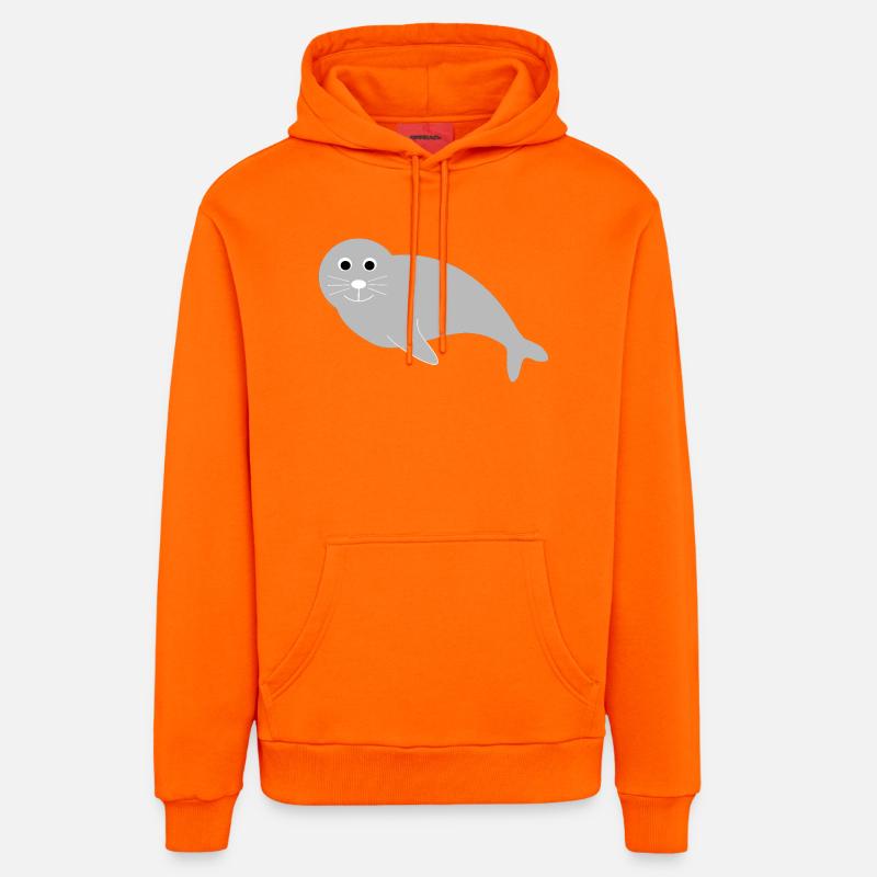 Sceaux, phoques, phoques, phoques animaux - Sweat à capuche bio décontracté fabriqué en UE - SUNSET ORANGE