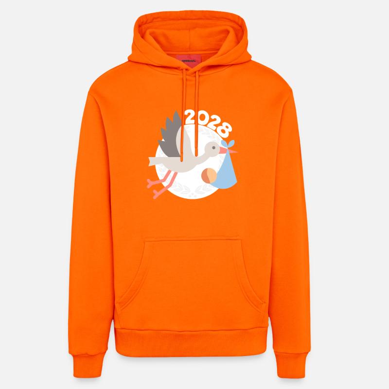 Cigogne avec bébé 2028 - Sweat à capuche bio décontracté fabriqué en UE - SUNSET ORANGE