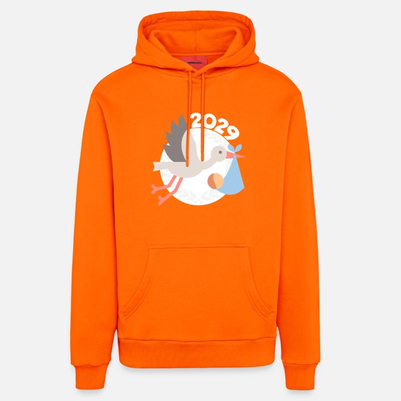Cigogne avec bébé 2029 - Sweat à capuche bio décontracté fabriqué en UE - SUNSET ORANGE